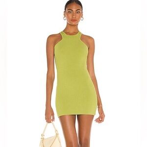 GAUGE81 Avila Ribbed Mini Halter Dress in Bright Green